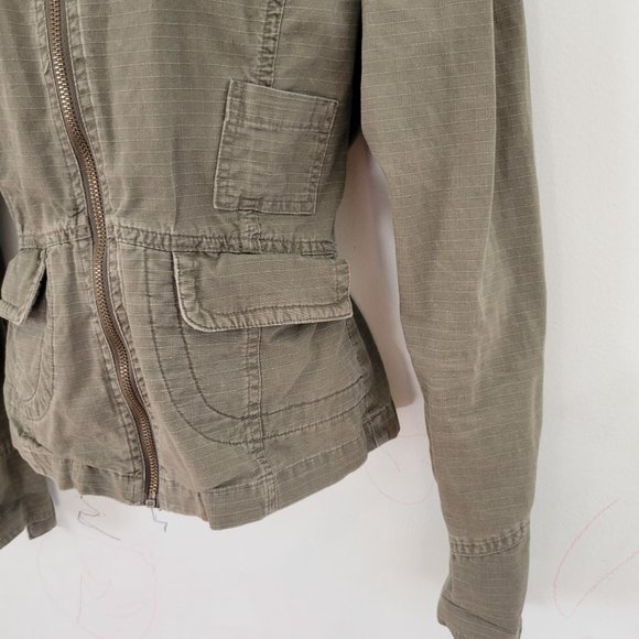 Nick Mo Anthropologie M Green Army Military Lightweight Full Zip Cropped‎ Jacket - Picture 9 of 11